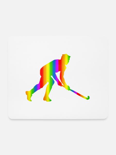 Bunter Unihockey Regenbogen - Mousepad (Querformat) - Weiß