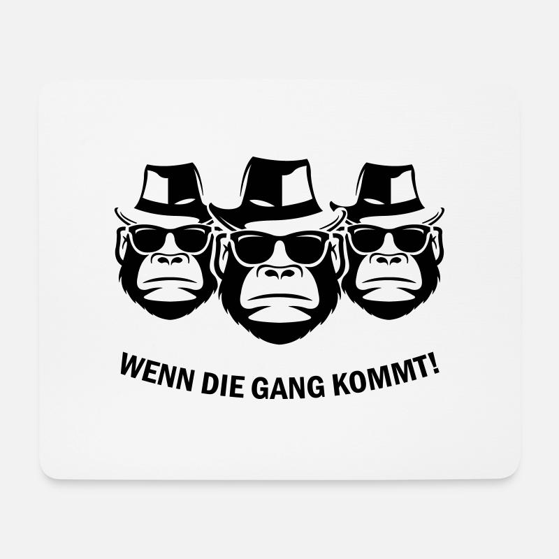 wenn_die_gang_kommt - Mousepad (Querformat) - Weiß