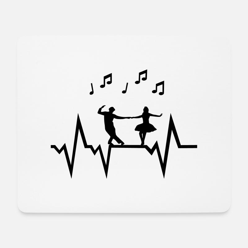 Dancer & Heartbeat with music notes - Mouse Pad (horizontal) - white