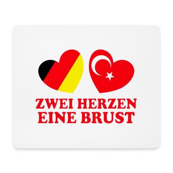 Zwei Herzen eine Brust Deutschland Türkei - Mousepad (Querformat) - Weiß - Vorne