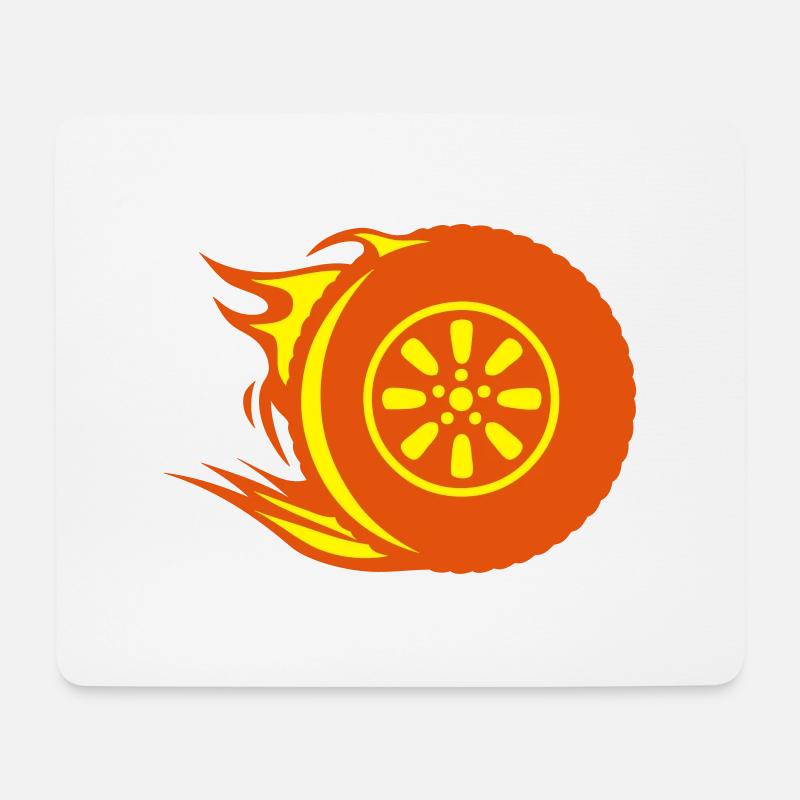 Feuerrad-Reifen - Mousepad (Querformat) - Weiß