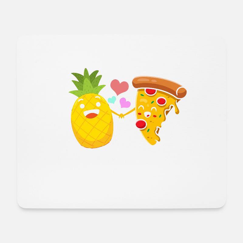 Liebe ist Liebe Pizza und Ananas - Mousepad (Querformat) - Weiß