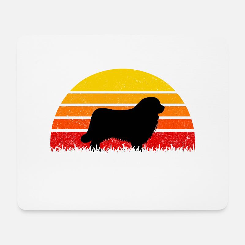 Neufundländer Sonnenuntergang Hunde - Mousepad (Querformat) - Weiß