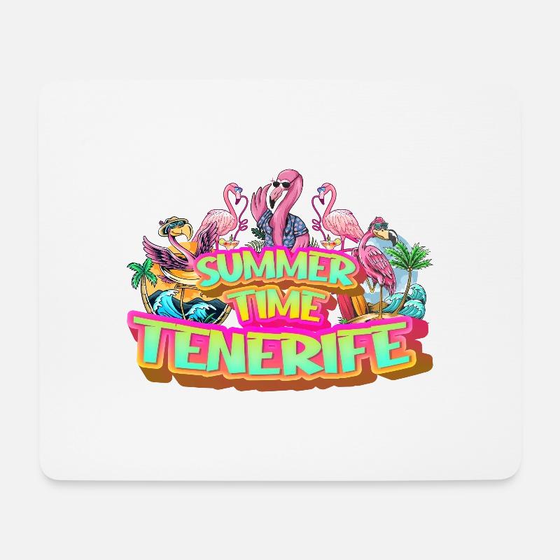 Teneriffa Sommer Flamingo Palmen Strand Meer - Mousepad (Querformat) - Weiß
