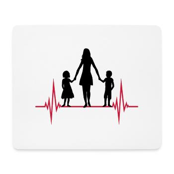 Herzschlag Mama Kinder - Mousepad (Querformat) - Weiß - Vorne