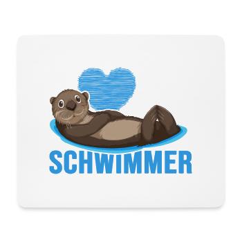 Schwimmer "Otter liebt schwimmen" Schwimmhalle - Mousepad (Querformat) - Weiß - Vorne