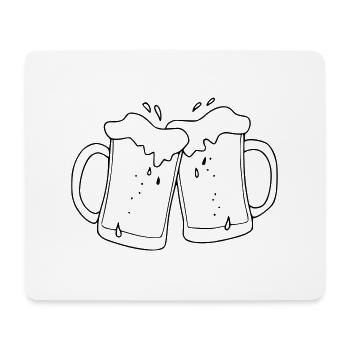 Bier Zeichnung Party Feiern schwarz - Mousepad (Querformat) - Weiß - Vorne