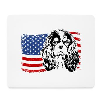Cavalier King Charles Spaniel America Flag Dogs - Mouse Pad (horizontal) - white - Front