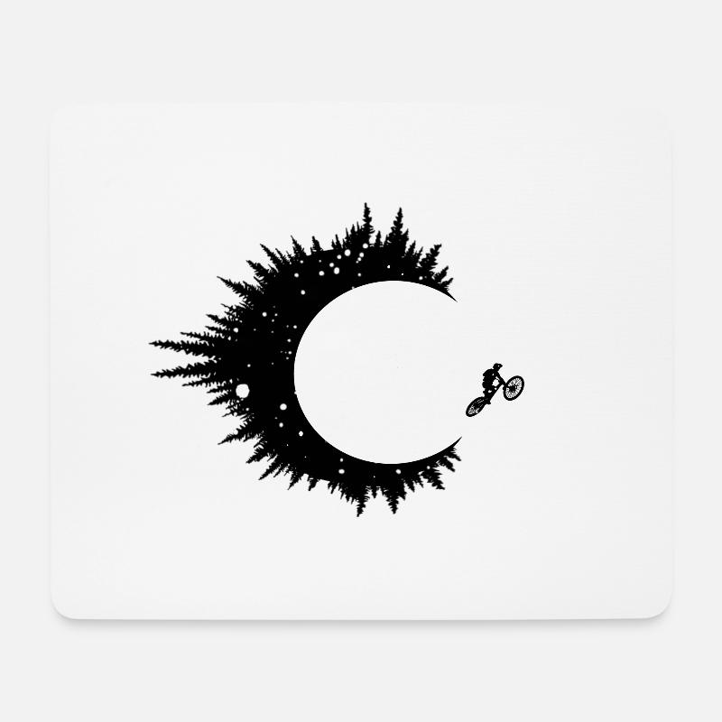 MTB Lifestyle - Jumping Moon - Mousepad (Querformat) - Weiß