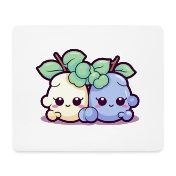 Mak et bok les raisins kawaii - Tapis de souris (format paysage) - blanc - Devant