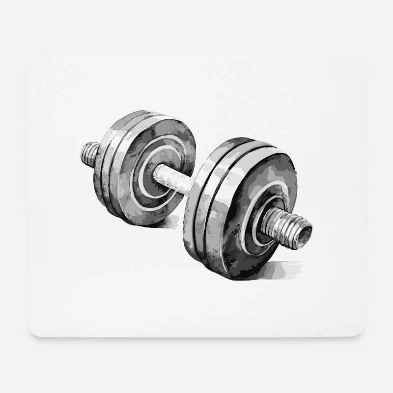 Hantel Bodybuilding - Mousepad (Querformat) - Weiß