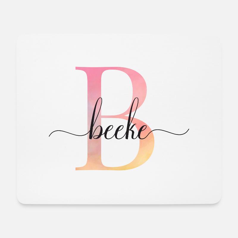 B | Monogramme | Nom | BeekeAquarelle - Tapis de souris (format paysage) - blanc