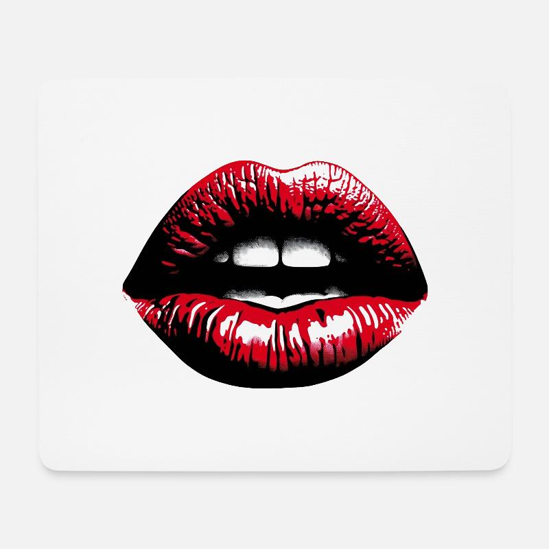 Besinnliche Lippen Roter Lippenstift - Mousepad (Querformat) - Weiß