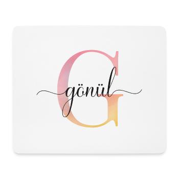 L | Monogramme | Nom | GönülAquarelle - Tapis de souris (format paysage) - blanc - Devant