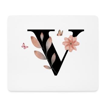 Buchstabe v Wildblumen Aquarelle - Mousepad (Querformat) - Weiß - Vorne