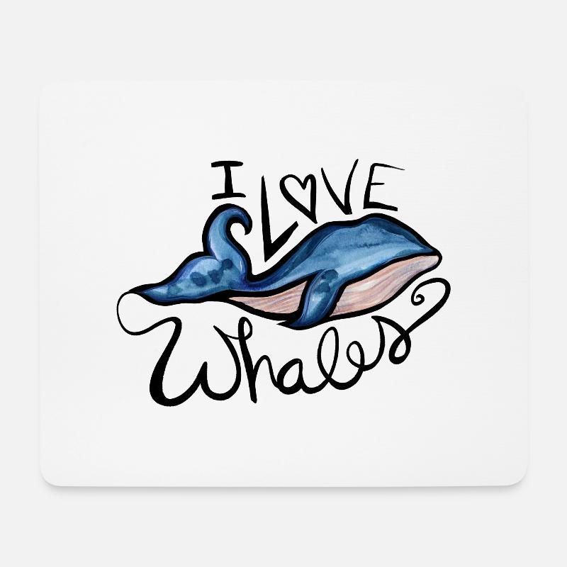 J’adore les baleines - Tapis de souris (format paysage) - blanc