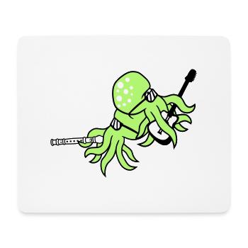 2 Kraken Gitarre Flöte Oktopus Tintenfisch Freunde - Mousepad (Querformat) - Weiß - Vorne