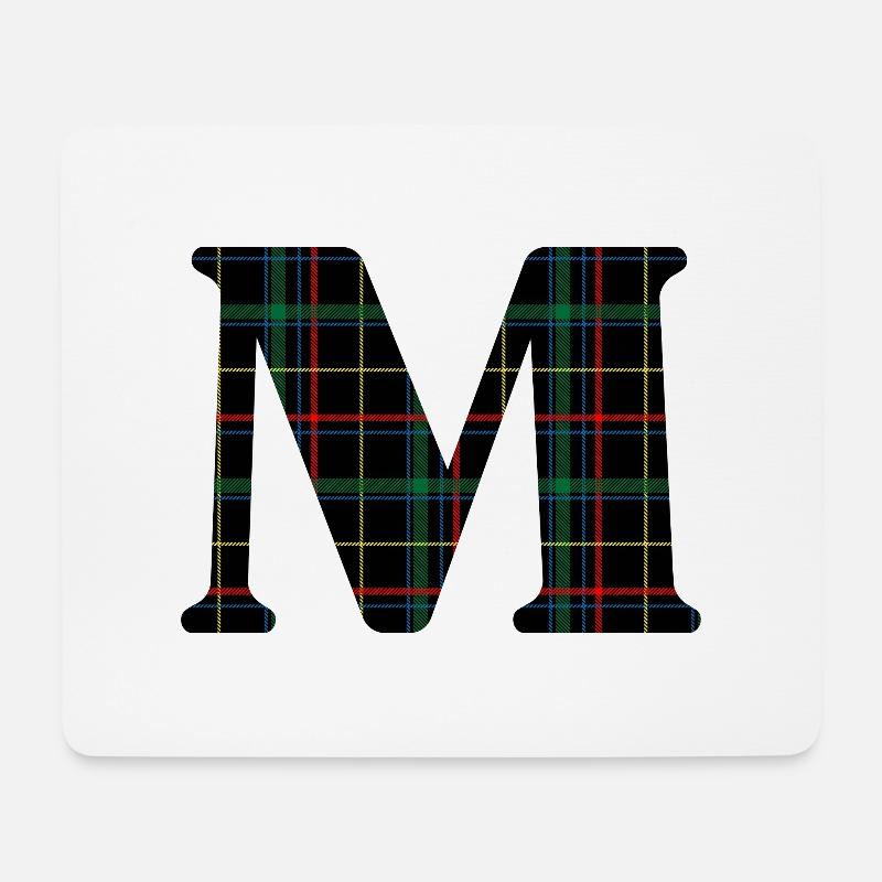 Monogramme m tartan écossais - Tapis de souris (format paysage) - blanc