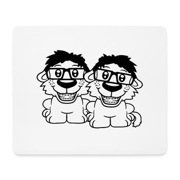 2 Hunde Nerds Hornbrille Geeks Zahnspange Schlau - Mousepad (Querformat) - Weiß - Vorne