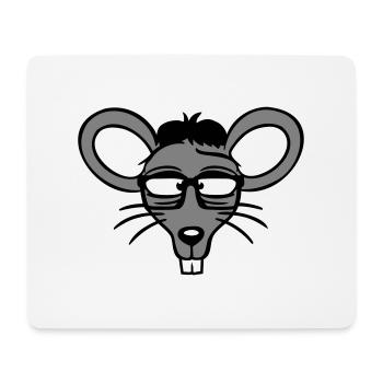 Maus Nerd Geek Hornbrille Schlau Intelligent Freak - Mousepad (Querformat) - Weiß - Vorne