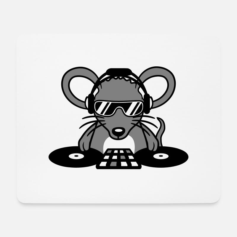 Maus DJ Sonnenbrille Kopfhörer Party Feiern Musik - Mousepad (Querformat) - Weiß