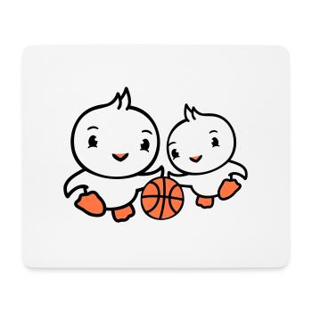 2 Birds Playing Basketball Together Fun Sports Cute - Mouse Pad (horizontal) - white - Front