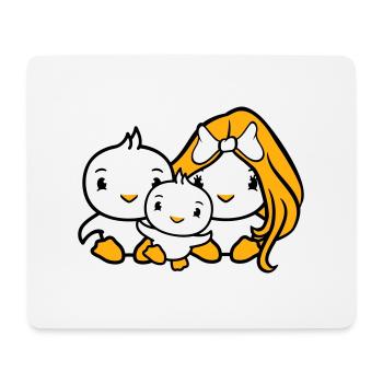 3 oiseaux Famille Parents Maman Papa Trois Enfant Bébé - Tapis de souris (format paysage) - blanc - Devant
