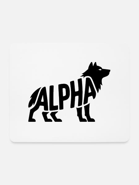 Alpha - Motivierendes Wolf-Logo - Mousepad (Querformat) - Weiß