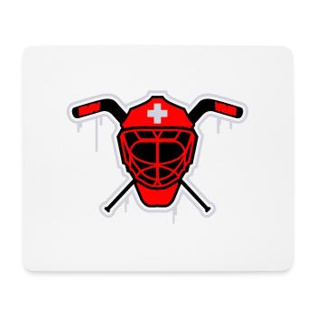 Hockey Goalie Maske Schweiz - Mousepad (Querformat) - Weiß - Vorne