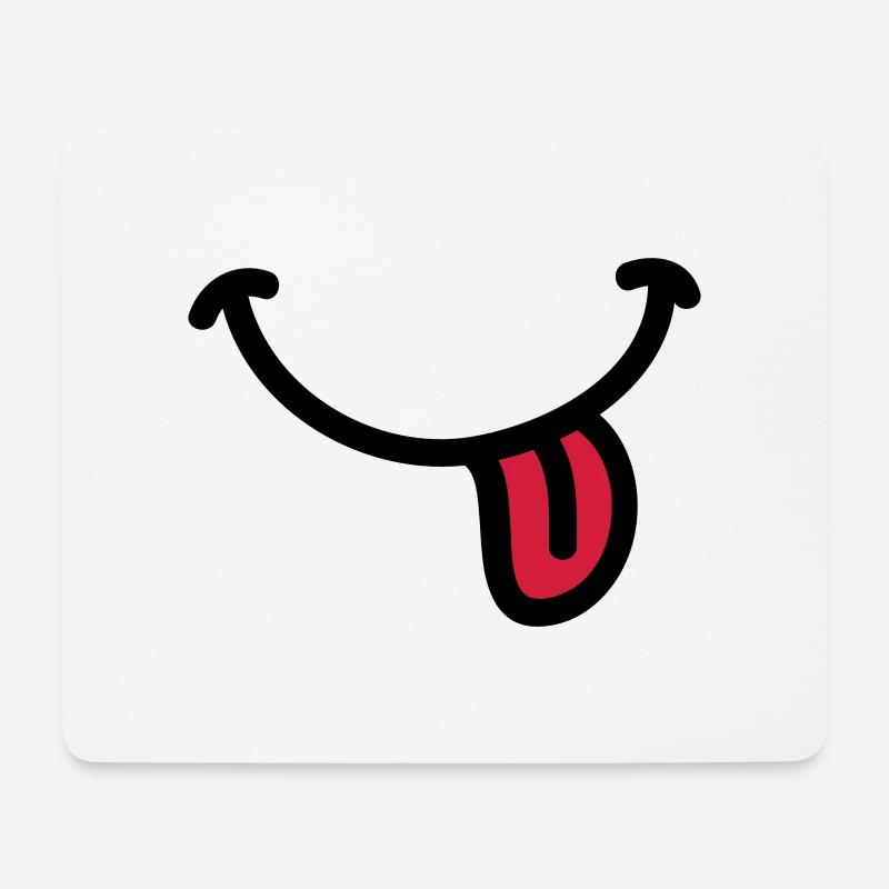 Smiley Grinsen Zunge - Mousepad (Querformat) - Weiß