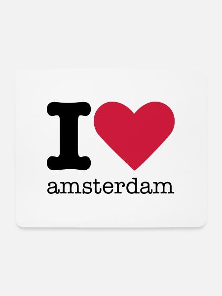 I Love Amsterdam - Mousepad (Querformat) - Weiß