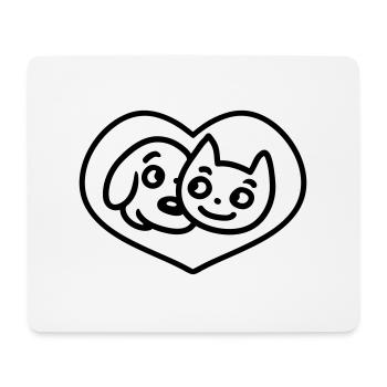 Amour de chien de chat - ligne - Tapis de souris (format paysage) - blanc - Devant