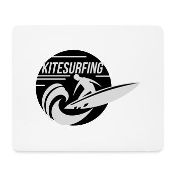 Kitesurfer auf Kiteboard reitet Welle - Mousepad (Querformat) - Weiß - Vorne