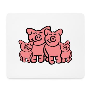 Pig Family - Mousepad (Querformat) - Weiß - Vorne
