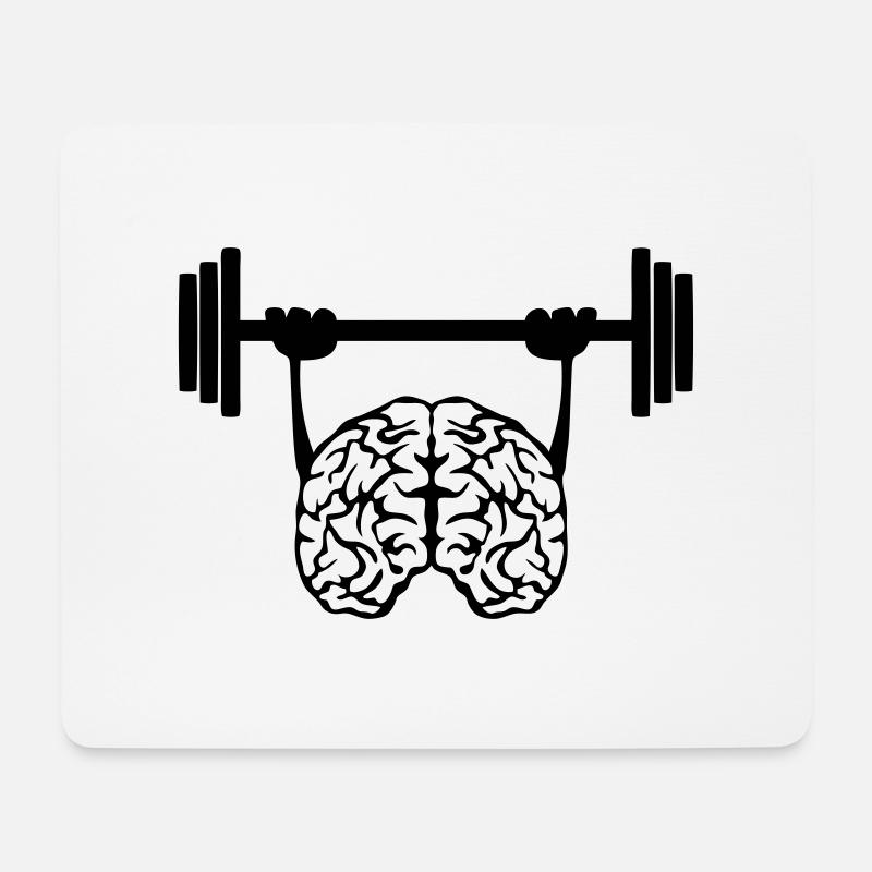 Gehirn Brain Bar Krafttraining - Mousepad (Querformat) - Weiß