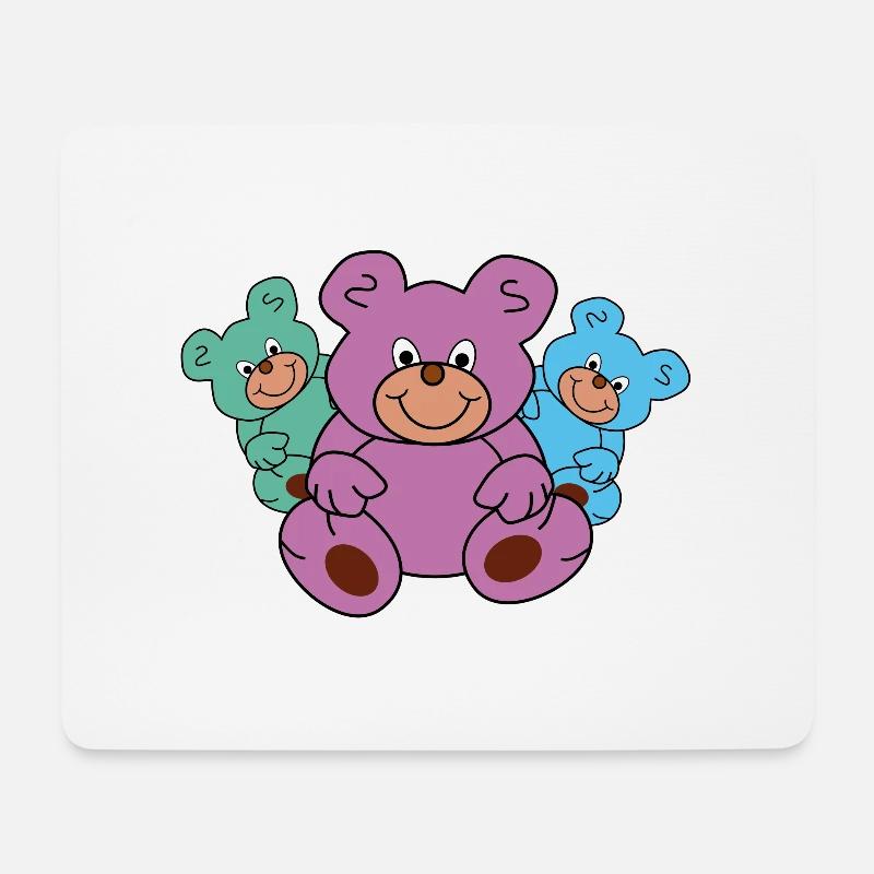 Teddybären Teddys Bären bunt drei - Mousepad (Querformat) - Weiß