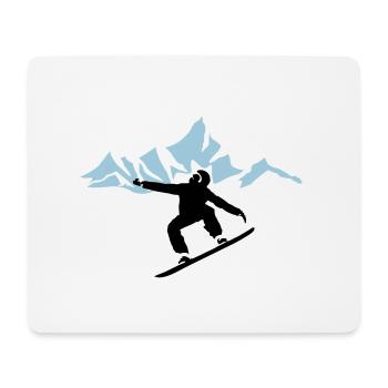 Snowboarders et montagnes avec neige - Tapis de souris (format paysage) - blanc - Devant