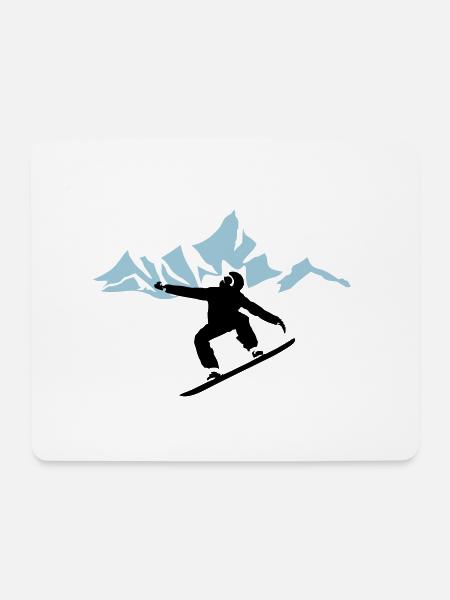 Snowboarders and mountains with snow - Mouse Pad (horizontal) - white