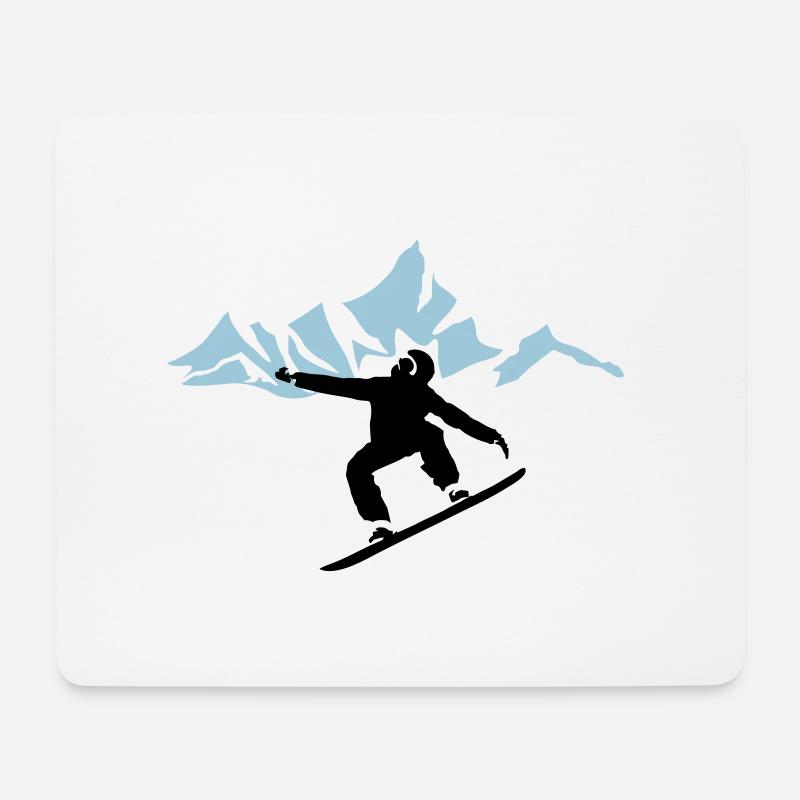 Snowboarders and mountains with snow - Mouse Pad (horizontal) - white