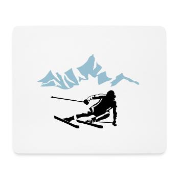 Skifahrer und Berge, skifahren - Mousepad (Querformat) - Weiß - Vorne