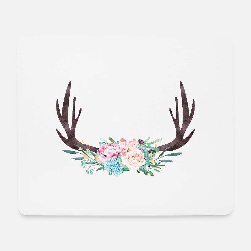 wreah_77geweih - Mousepad (Querformat) - Weiß