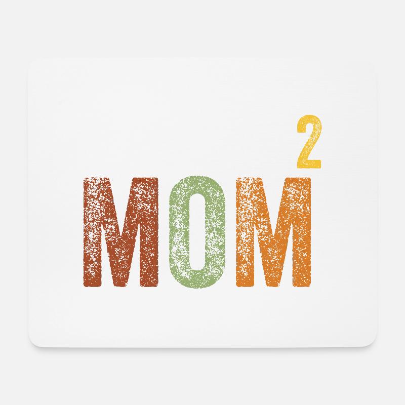 Mama Hoch Zwei Muttertag Retro Vintage - Mousepad (Querformat) - Weiß