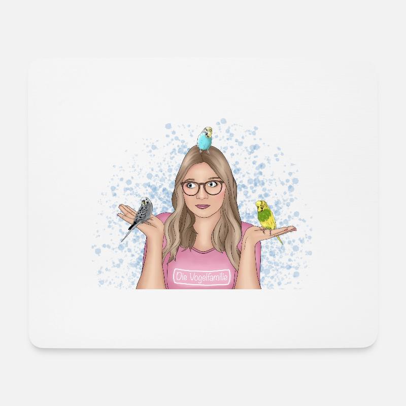 "Die Vogelfamilie" Merch - Mousepad (Querformat) - Weiß