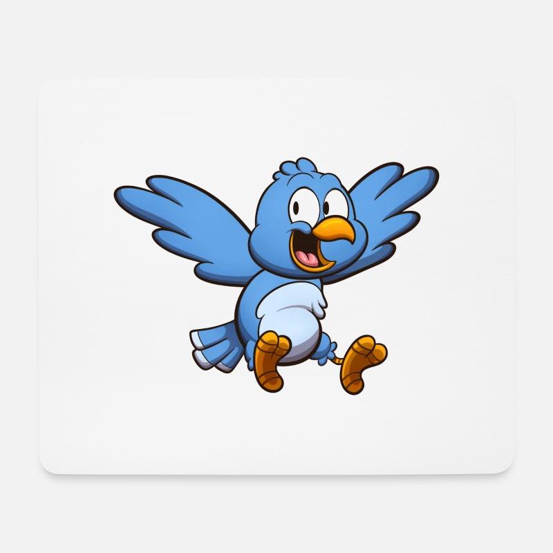 Cute Flying Blue Bird - Mouse Pad (horizontal) - white