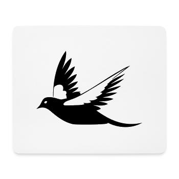 Fliegende Amsel Schwarz-Weiß Illustration - Mousepad (Querformat) - Weiß - Vorne