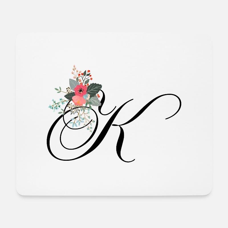 Buchstabe k geblüht - Mousepad (Querformat) - Weiß
