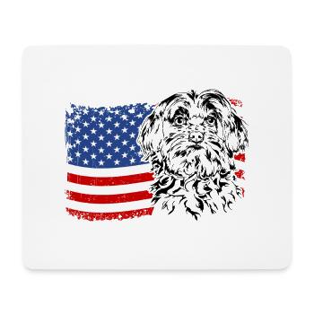 Maltese Amérique Flag Dogs Wilsigns - Tapis de souris (format paysage) - blanc - Devant