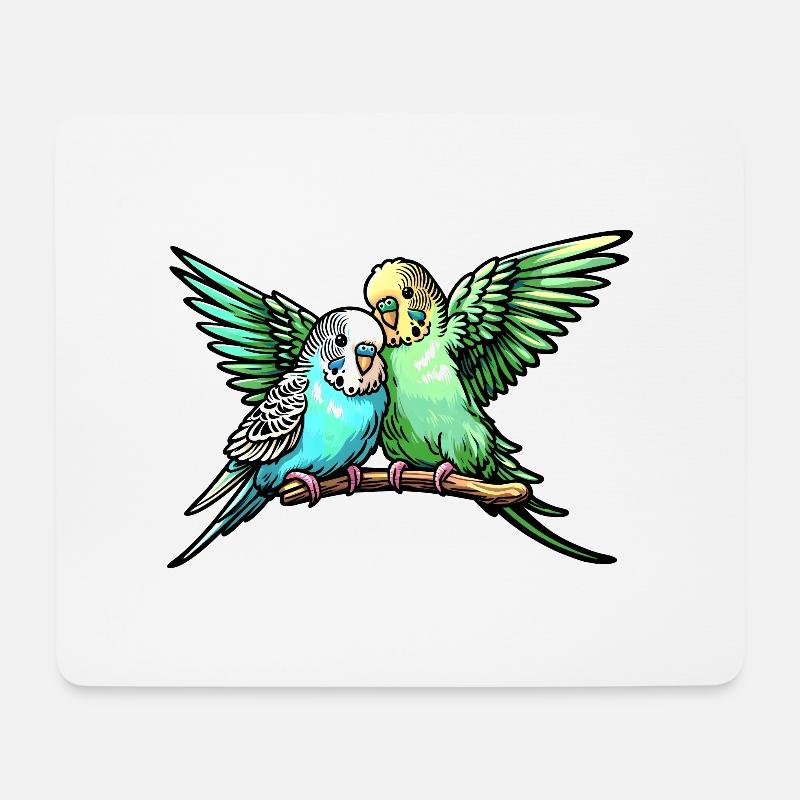 Wellensittiche Sittiche Vögel - Mousepad (Querformat) - Weiß