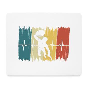 Vintage-Rugby-Herzschlag - Mousepad (Querformat) - Weiß - Vorne