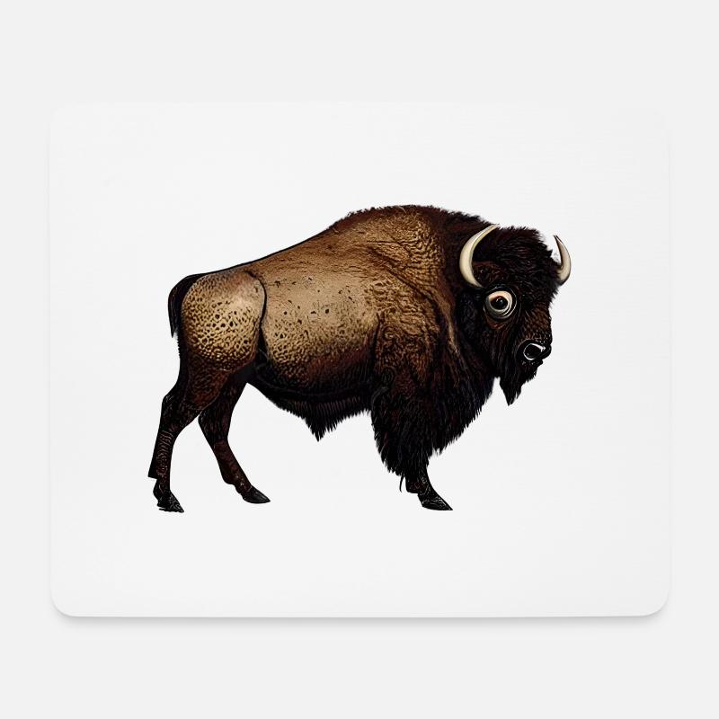 Kraftvolles Bison Design wilde Bisons Kunst Druck - Mousepad (Querformat) - Weiß